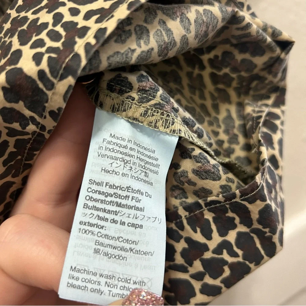 J. Crew Leopard Puff Sleeve Cotton Top Size M